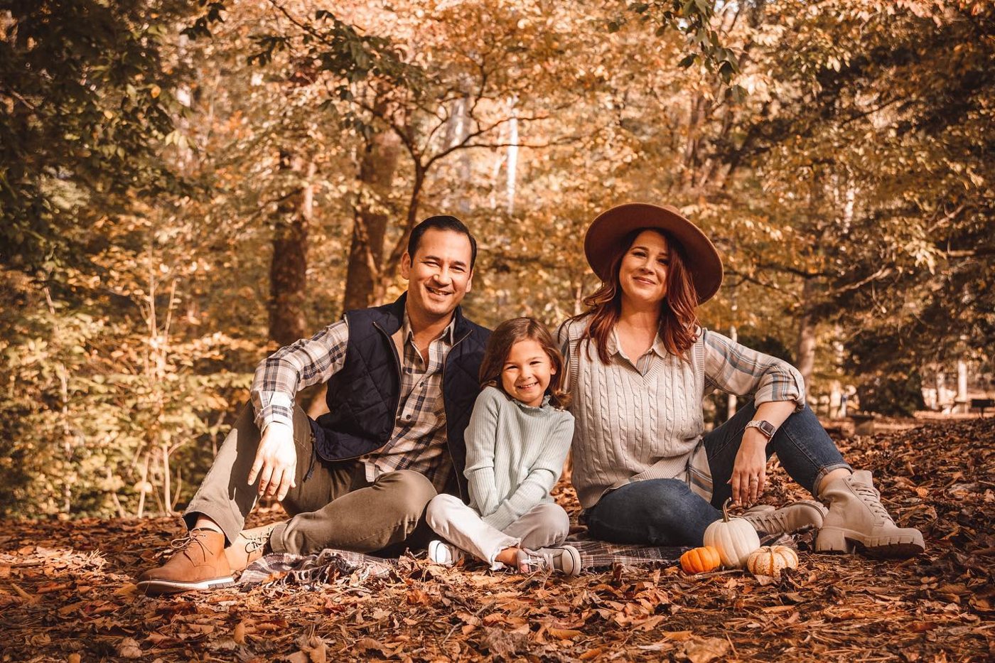 Katerina with her family in the Smoky Mountain woods
